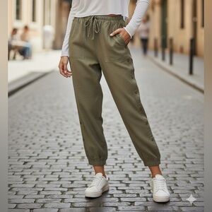 Nicole Miller jogger style linen pants